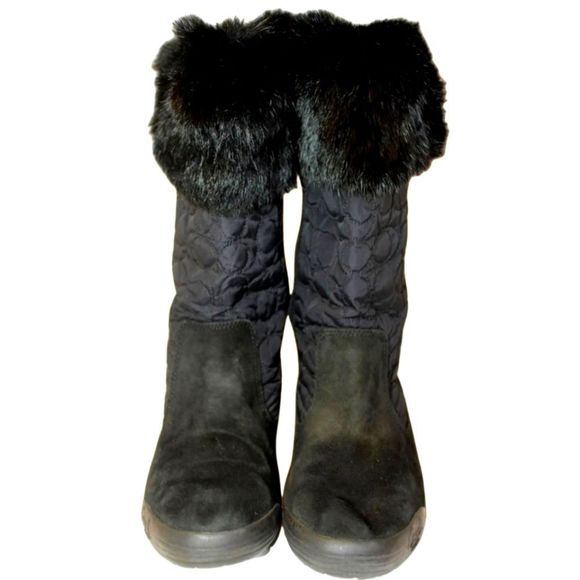 Coach Talen Quilted Suede w Zipper Winter Boots Faux fur  7.5 - Picture 7 of 13